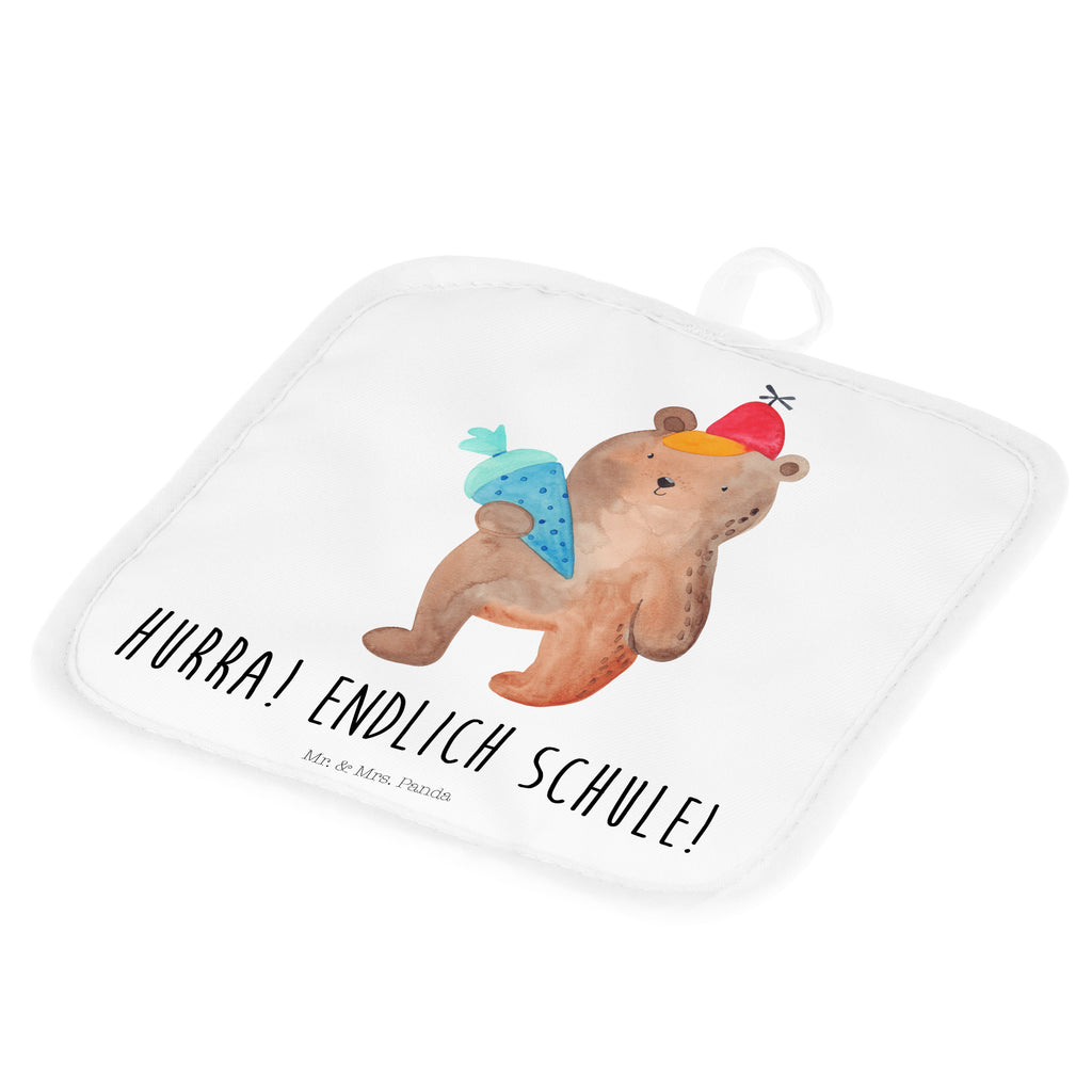 2er Set Topflappen  Bär mit Schultüte Topflappen, Topfuntersetzer, Ofenhandschuh, Topflappen Set, Topflappen lustig, Topflappen mit Spruch, Bär, Teddy, Teddybär, Bär Motiv, Schultüte, Erster Schultag Geschenk, Einschulung Geschenk, Schule Geschenk, Grundschule, Schulanfang, Schulbeginn