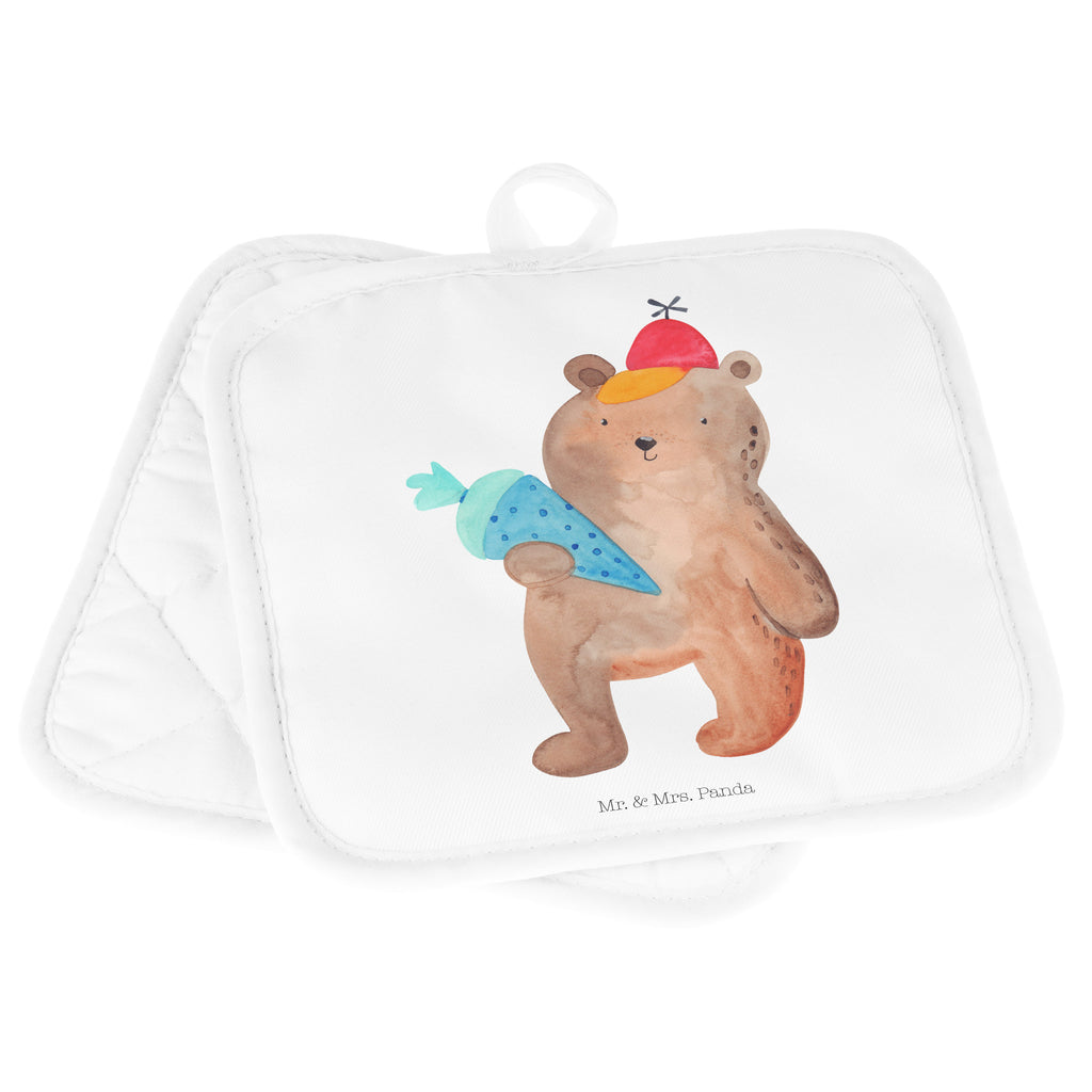 2er Set Topflappen  Bär mit Schultüte Topflappen, Topfuntersetzer, Ofenhandschuh, Topflappen Set, Topflappen lustig, Topflappen mit Spruch, Bär, Teddy, Teddybär, Bär Motiv, Schultüte, Erster Schultag Geschenk, Einschulung Geschenk, Schule Geschenk, Grundschule, Schulanfang, Schulbeginn