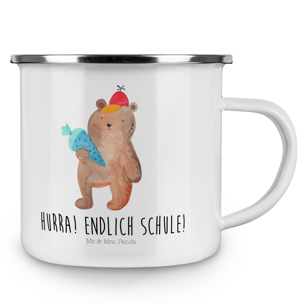 Camping Emaille Tasse Bär mit Schultüte Campingtasse, Trinkbecher, Metalltasse, Outdoor Tasse, Emaille Trinkbecher, Blechtasse Outdoor, Emaille Campingbecher, Edelstahl Trinkbecher, Metalltasse für Camping, Kaffee Blechtasse, Camping Tasse Metall, Bär, Teddy, Teddybär, Bär Motiv, Schultüte, Erster Schultag Geschenk, Einschulung Geschenk, Schule Geschenk, Grundschule, Schulanfang, Schulbeginn