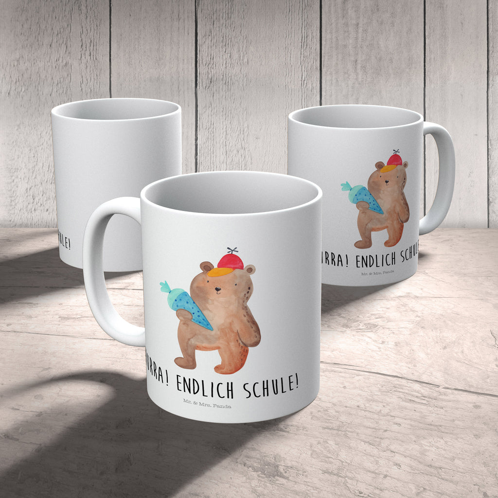 Kindertasse Bär mit Schultüte Kunststoff Tasse, Kindergarten, Tasse, Trinkbecher, Camping Becher, Kaffeetasse, Kunststoffbecher, Kindergartenbecher, Outdoorgeschirr, Kunststoffgeschirr, Reisebecher, Reisetasse, Kinderbecher, Bär, Teddy, Teddybär, Bär Motiv, Schultüte, Erster Schultag Geschenk, Einschulung Geschenk, Schule Geschenk, Grundschule, Schulanfang, Schulbeginn