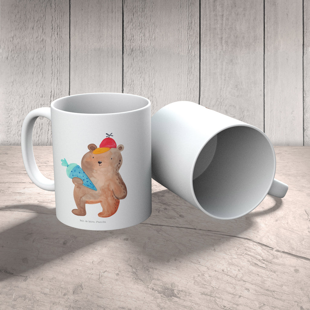 Kindertasse Bär mit Schultüte Kunststoff Tasse, Kindergarten, Tasse, Trinkbecher, Camping Becher, Kaffeetasse, Kunststoffbecher, Kindergartenbecher, Outdoorgeschirr, Kunststoffgeschirr, Reisebecher, Reisetasse, Kinderbecher, Bär, Teddy, Teddybär, Bär Motiv, Schultüte, Erster Schultag Geschenk, Einschulung Geschenk, Schule Geschenk, Grundschule, Schulanfang, Schulbeginn