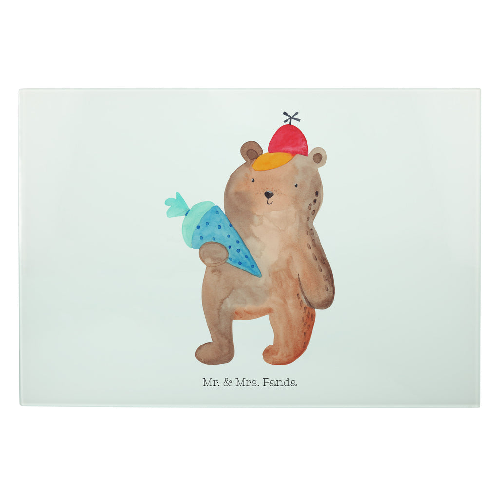 XL Glas Schneidbrett Bär mit Schultüte Glasschneidebrett, Schneidebrett, Frühstücksbrett, Küche, Bär, Teddy, Teddybär, Bär Motiv, Schultüte, Erster Schultag Geschenk, Einschulung Geschenk, Schule Geschenk, Grundschule, Schulanfang, Schulbeginn