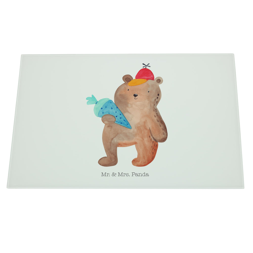 XL Glas Schneidbrett Bär mit Schultüte Glasschneidebrett, Schneidebrett, Frühstücksbrett, Küche, Bär, Teddy, Teddybär, Bär Motiv, Schultüte, Erster Schultag Geschenk, Einschulung Geschenk, Schule Geschenk, Grundschule, Schulanfang, Schulbeginn