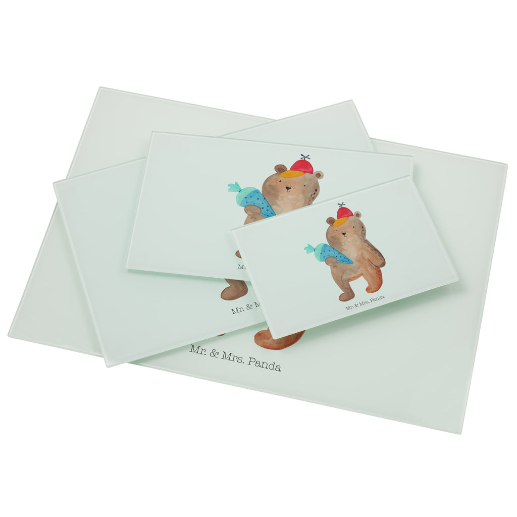 XL Glas Schneidbrett Bär mit Schultüte Glasschneidebrett, Schneidebrett, Frühstücksbrett, Küche, Bär, Teddy, Teddybär, Bär Motiv, Schultüte, Erster Schultag Geschenk, Einschulung Geschenk, Schule Geschenk, Grundschule, Schulanfang, Schulbeginn