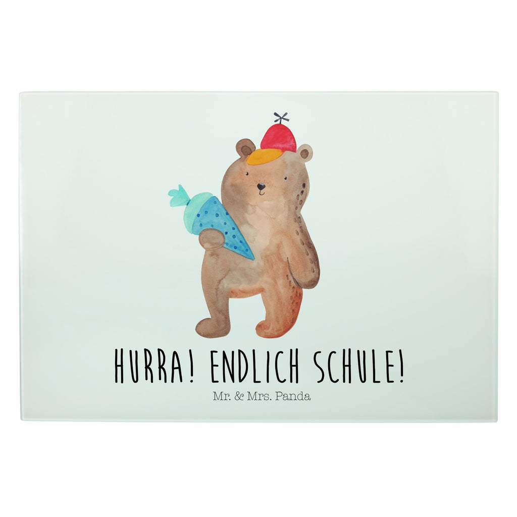 XL Glas Schneidbrett Bär mit Schultüte Glasschneidebrett, Schneidebrett, Frühstücksbrett, Küche, Bär, Teddy, Teddybär, Bär Motiv, Schultüte, Erster Schultag Geschenk, Einschulung Geschenk, Schule Geschenk, Grundschule, Schulanfang, Schulbeginn