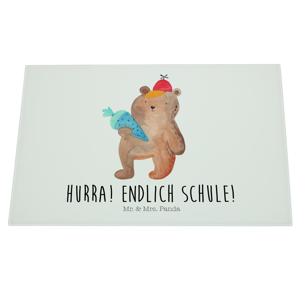 XL Glas Schneidbrett Bär mit Schultüte Glasschneidebrett, Schneidebrett, Frühstücksbrett, Küche, Bär, Teddy, Teddybär, Bär Motiv, Schultüte, Erster Schultag Geschenk, Einschulung Geschenk, Schule Geschenk, Grundschule, Schulanfang, Schulbeginn
