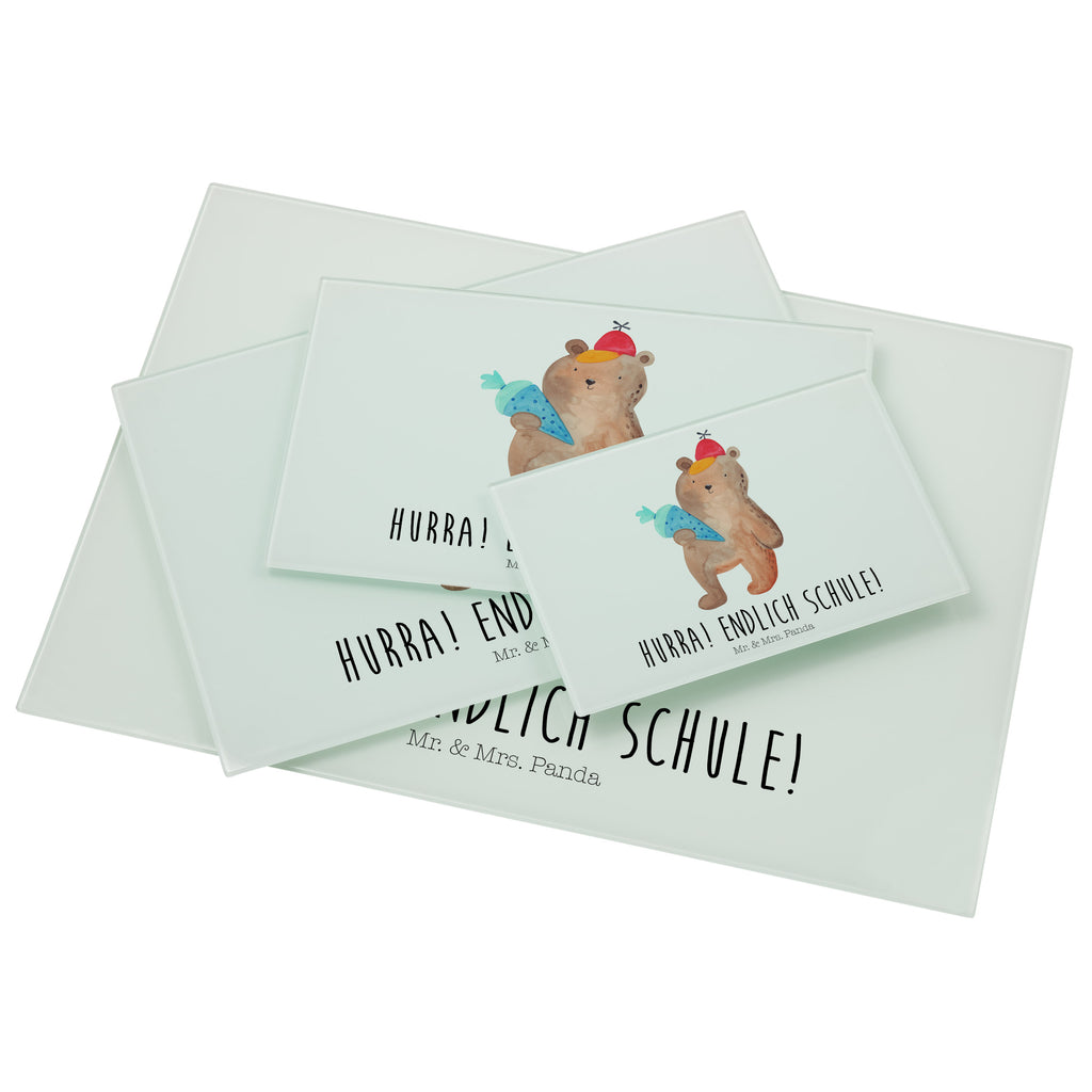 XL Glas Schneidbrett Bär mit Schultüte Glasschneidebrett, Schneidebrett, Frühstücksbrett, Küche, Bär, Teddy, Teddybär, Bär Motiv, Schultüte, Erster Schultag Geschenk, Einschulung Geschenk, Schule Geschenk, Grundschule, Schulanfang, Schulbeginn