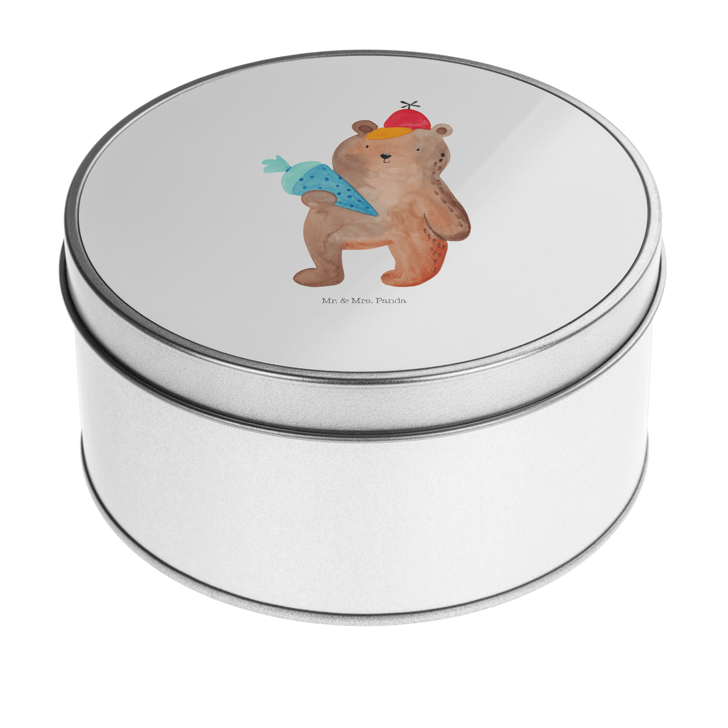 Blechdose rund Bär mit Schultüte Metalldose, Keksdose, Dose, Vorratsdose, Geschenkbox, Bär, Teddy, Teddybär, Bär Motiv, Schultüte, Erster Schultag Geschenk, Einschulung Geschenk, Schule Geschenk, Grundschule, Schulanfang, Schulbeginn