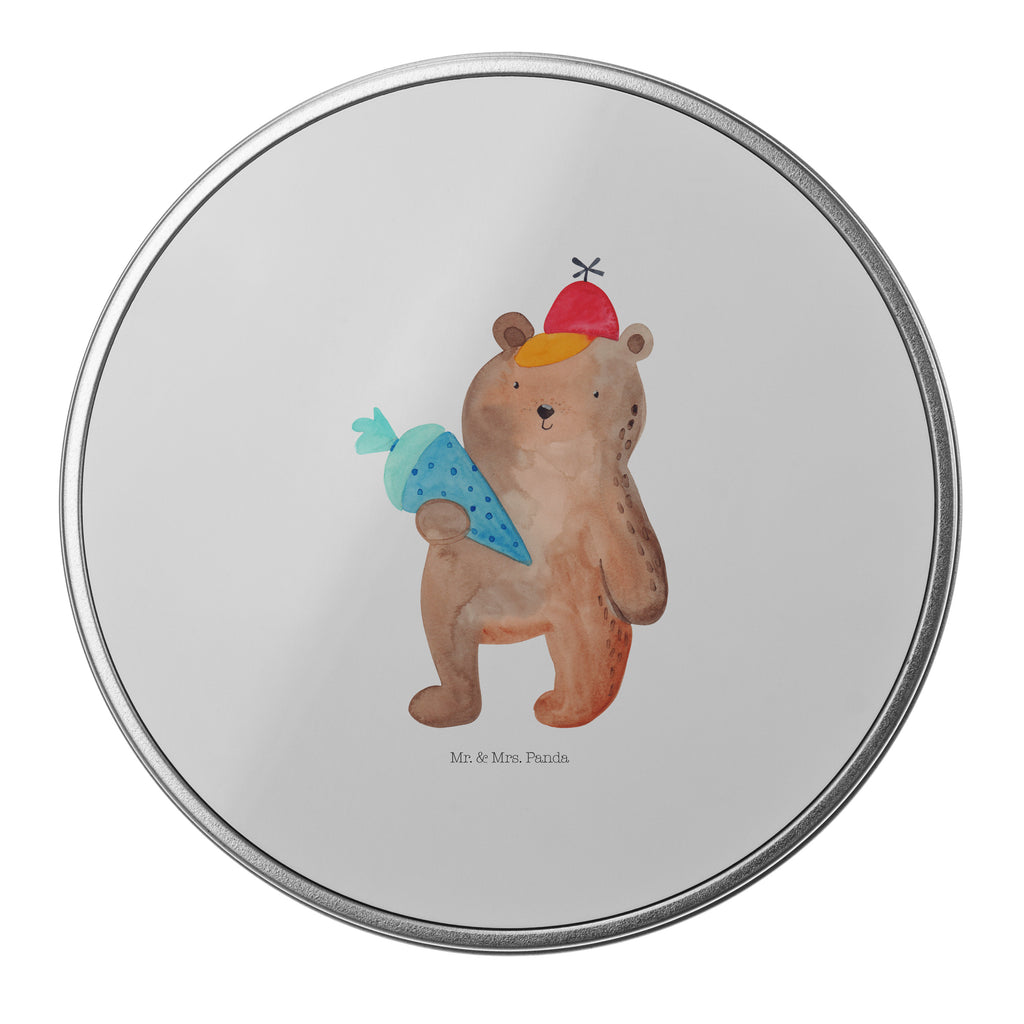 Blechdose rund Bär mit Schultüte Metalldose, Keksdose, Dose, Vorratsdose, Geschenkbox, Bär, Teddy, Teddybär, Bär Motiv, Schultüte, Erster Schultag Geschenk, Einschulung Geschenk, Schule Geschenk, Grundschule, Schulanfang, Schulbeginn