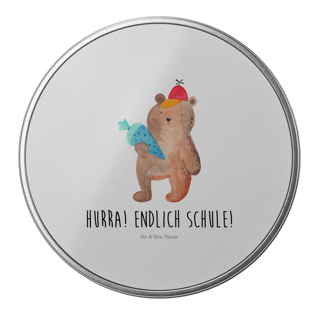 Blechdose rund Bär mit Schultüte Metalldose, Keksdose, Dose, Vorratsdose, Geschenkbox, Bär, Teddy, Teddybär, Bär Motiv, Schultüte, Erster Schultag Geschenk, Einschulung Geschenk, Schule Geschenk, Grundschule, Schulanfang, Schulbeginn