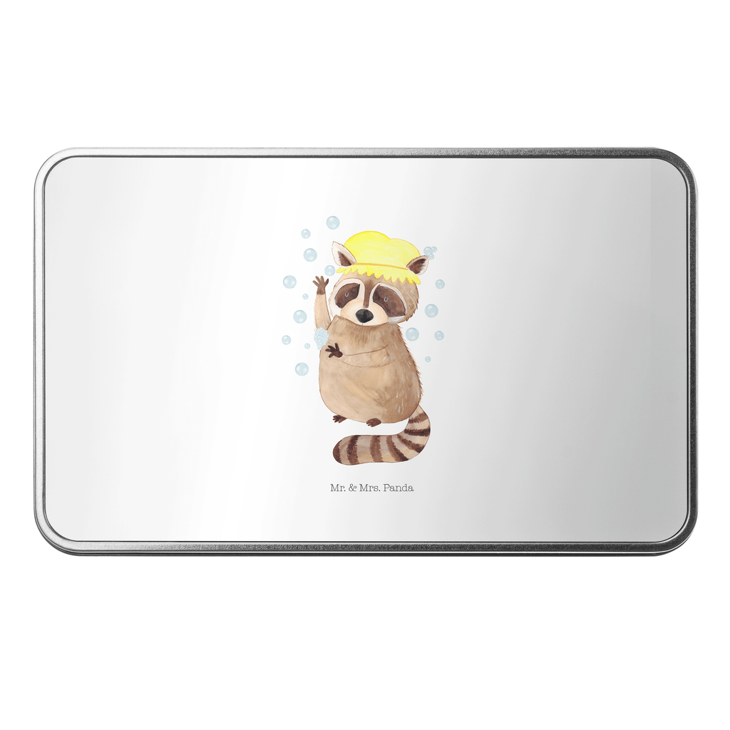 Metalldose rechteckig Waschbär Blechdose, Metalldose, Blechbox, Container, Keksdose, Vorratsdose, Vorratsbox, Döschen, Versperbox, Vesperdose, Aufbewahrungsdose, Aufbewahrungsbox, Aluminiumdose, Dose, Tiermotive, Gute Laune, lustige Sprüche, Tiere, Waschbär, Tagträumen, Plan, Fröhlich, waschen, Seifenblasen