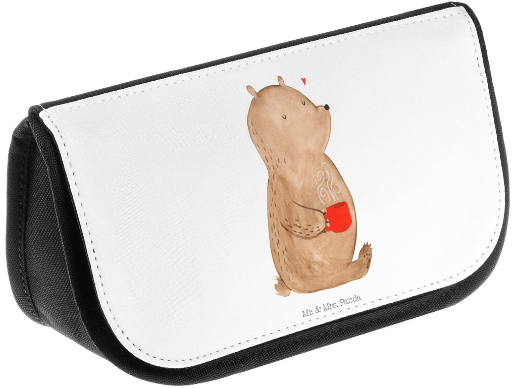 Kosmetiktasche Bär Kaffee Kosmetikbeutel, Kulturtasche, Kulturbeutel, Schminktasche, Make-Up Tasche, Bär, Teddy, Teddybär, Kaffee, Coffee, Bären, guten Morgen, Morgenroutine, Welt erobern, Welt retten, Motivation