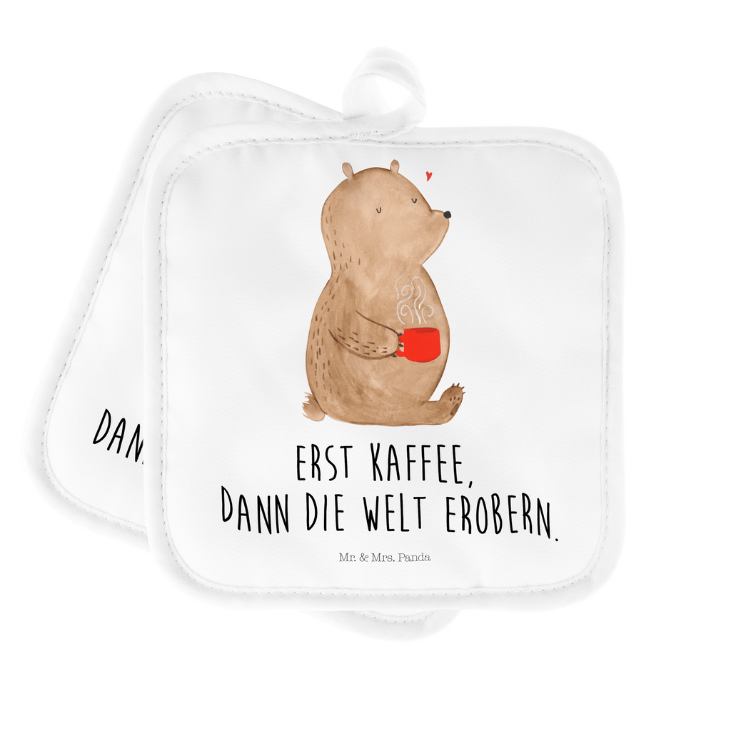 2er Set Topflappen  Bär Kaffee Topflappen, Topfuntersetzer, Ofenhandschuh, Topflappen Set, Topflappen lustig, Topflappen mit Spruch, Bär, Teddy, Teddybär, Kaffee, Coffee, Bären, guten Morgen, Morgenroutine, Welt erobern, Welt retten, Motivation