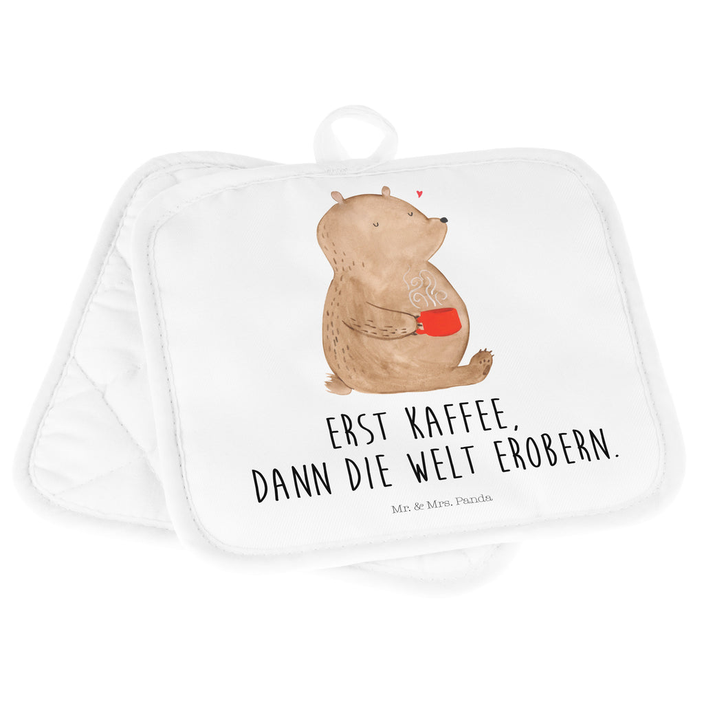 2er Set Topflappen  Bär Kaffee Topflappen, Topfuntersetzer, Ofenhandschuh, Topflappen Set, Topflappen lustig, Topflappen mit Spruch, Bär, Teddy, Teddybär, Kaffee, Coffee, Bären, guten Morgen, Morgenroutine, Welt erobern, Welt retten, Motivation