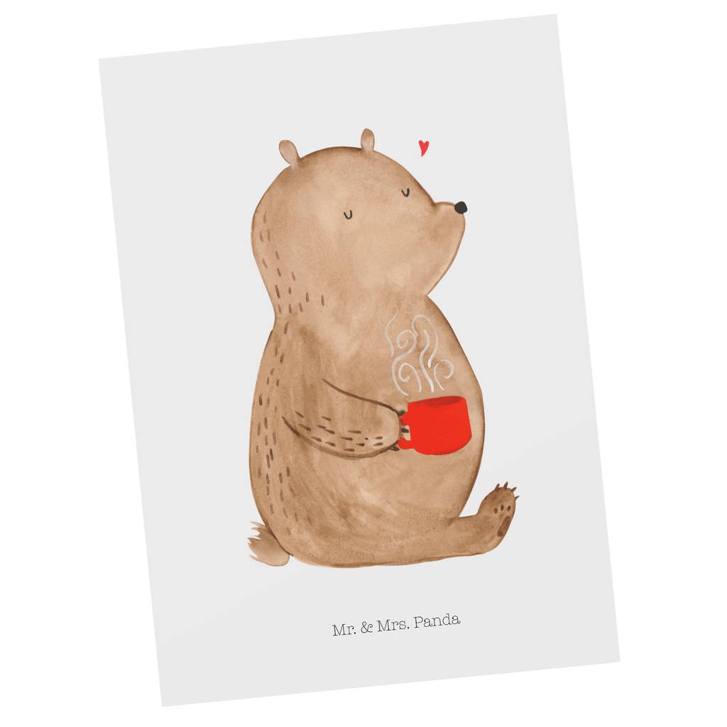 Postkarte Bär Kaffee Geschenkkarte, Grußkarte, Karte, Einladung, Ansichtskarte, Geburtstagskarte, Einladungskarte, Dankeskarte, Bär, Teddy, Teddybär, Kaffee, Coffee, Bären, guten Morgen, Morgenroutine, Welt erobern, Welt retten, Motivation