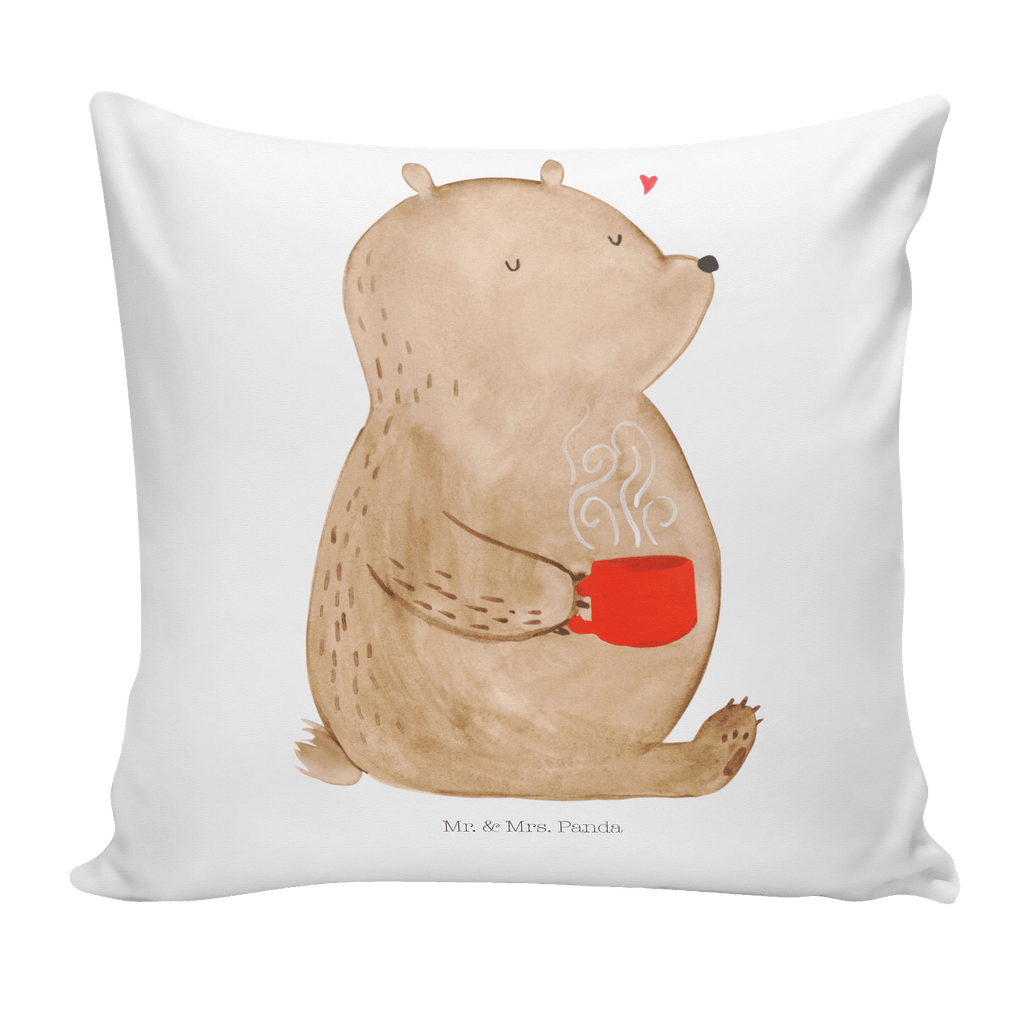 40x40 Kissen Bär Kaffee Kissenhülle, Kopfkissen, Sofakissen, Dekokissen, Motivkissen, Bär, Teddy, Teddybär, Kaffee, Coffee, Bären, guten Morgen, Morgenroutine, Welt erobern, Welt retten, Motivation