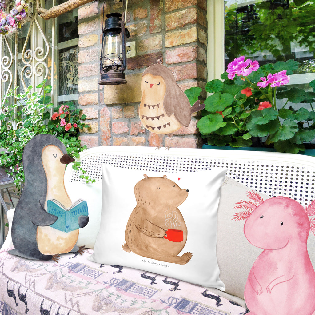 40x40 Kissen Bär Kaffee Kissenhülle, Kopfkissen, Sofakissen, Dekokissen, Motivkissen, Bär, Teddy, Teddybär, Kaffee, Coffee, Bären, guten Morgen, Morgenroutine, Welt erobern, Welt retten, Motivation