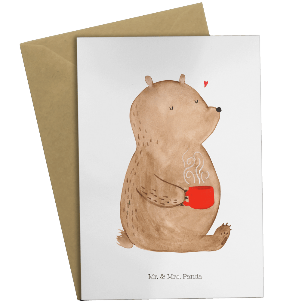 Grußkarte Bär Kaffee Klappkarte, Einladungskarte, Glückwunschkarte, Hochzeitskarte, Geburtstagskarte, Karte, Bär, Teddy, Teddybär, Kaffee, Coffee, Bären, guten Morgen, Morgenroutine, Welt erobern, Welt retten, Motivation