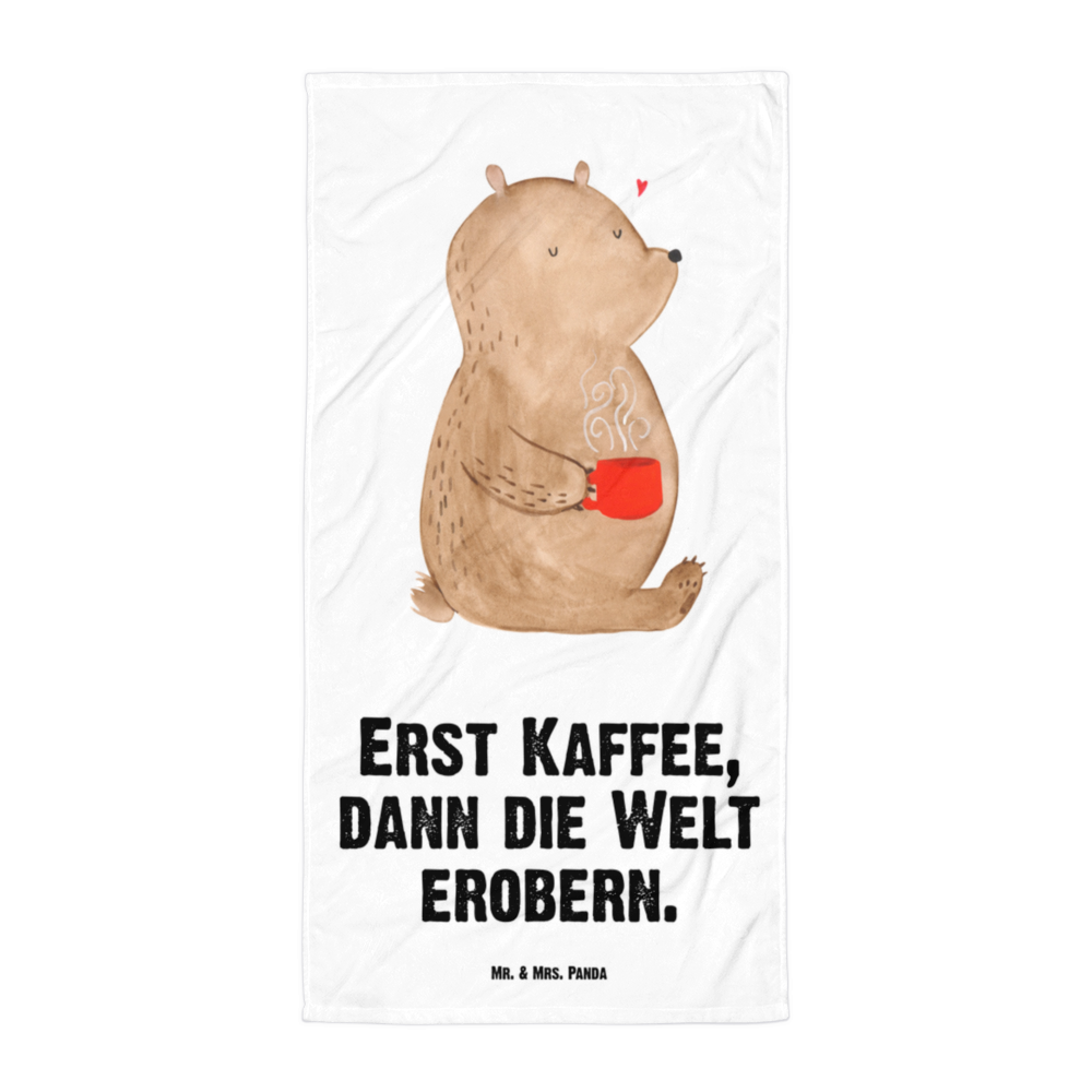 XL Badehandtuch Bär Kaffee Handtuch, Badetuch, Duschtuch, Strandtuch, Saunatuch, Bär, Teddy, Teddybär, Kaffee, Coffee, Bären, guten Morgen, Morgenroutine, Welt erobern, Welt retten, Motivation