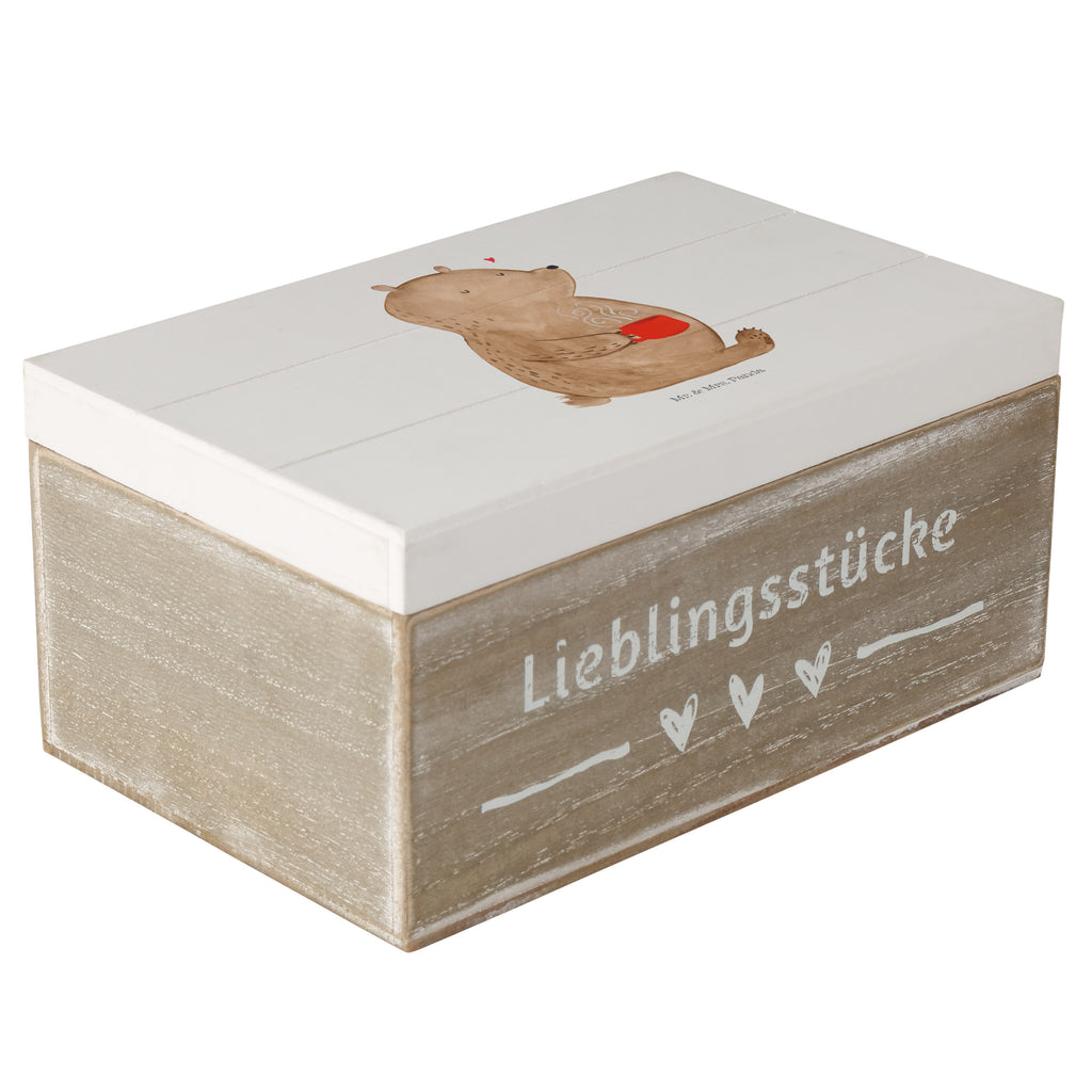 Holzkiste Bär Kaffee Holzkiste, Kiste, Schatzkiste, Truhe, Schatulle, XXL, Erinnerungsbox, Erinnerungskiste, Dekokiste, Aufbewahrungsbox, Bär, Teddy, Teddybär, Kaffee, Coffee, Bären, guten Morgen, Morgenroutine, Welt erobern, Welt retten, Motivation