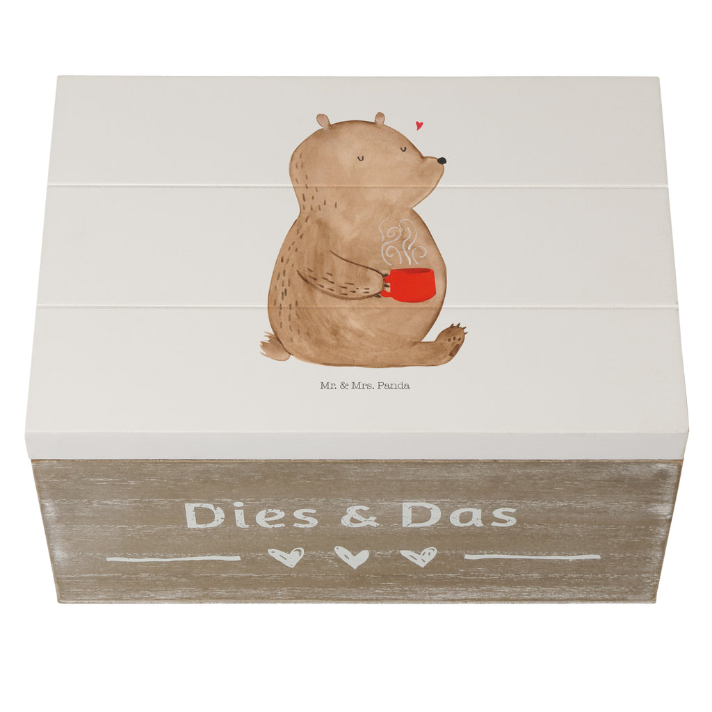 Holzkiste Bär Kaffee Holzkiste, Kiste, Schatzkiste, Truhe, Schatulle, XXL, Erinnerungsbox, Erinnerungskiste, Dekokiste, Aufbewahrungsbox, Bär, Teddy, Teddybär, Kaffee, Coffee, Bären, guten Morgen, Morgenroutine, Welt erobern, Welt retten, Motivation