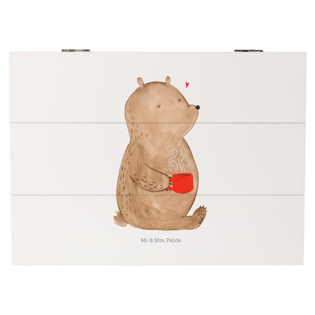 Holzkiste Bär Kaffee Holzkiste, Kiste, Schatzkiste, Truhe, Schatulle, XXL, Erinnerungsbox, Erinnerungskiste, Dekokiste, Aufbewahrungsbox, Bär, Teddy, Teddybär, Kaffee, Coffee, Bären, guten Morgen, Morgenroutine, Welt erobern, Welt retten, Motivation