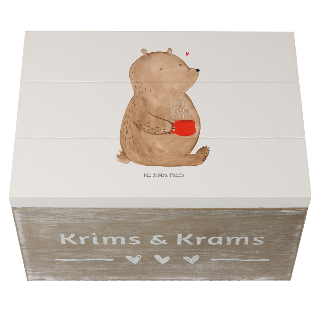 Holzkiste Bär Kaffee Holzkiste, Kiste, Schatzkiste, Truhe, Schatulle, XXL, Erinnerungsbox, Erinnerungskiste, Dekokiste, Aufbewahrungsbox, Bär, Teddy, Teddybär, Kaffee, Coffee, Bären, guten Morgen, Morgenroutine, Welt erobern, Welt retten, Motivation