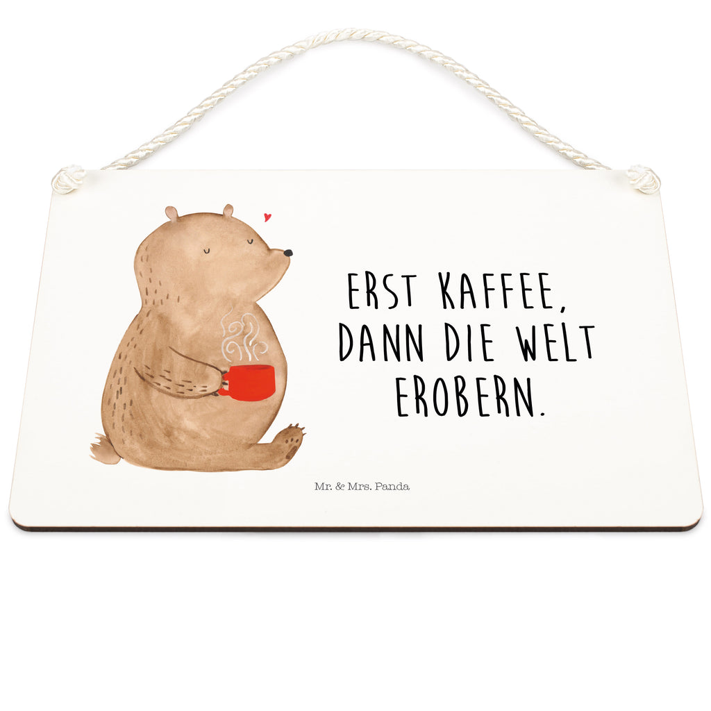Deko Schild Bär Kaffee Dekoschild, Deko Schild, Schild, Tür Schild, Türschild, Holzschild, Wandschild, Wanddeko, Bär, Teddy, Teddybär, Kaffee, Coffee, Bären, guten Morgen, Morgenroutine, Welt erobern, Welt retten, Motivation