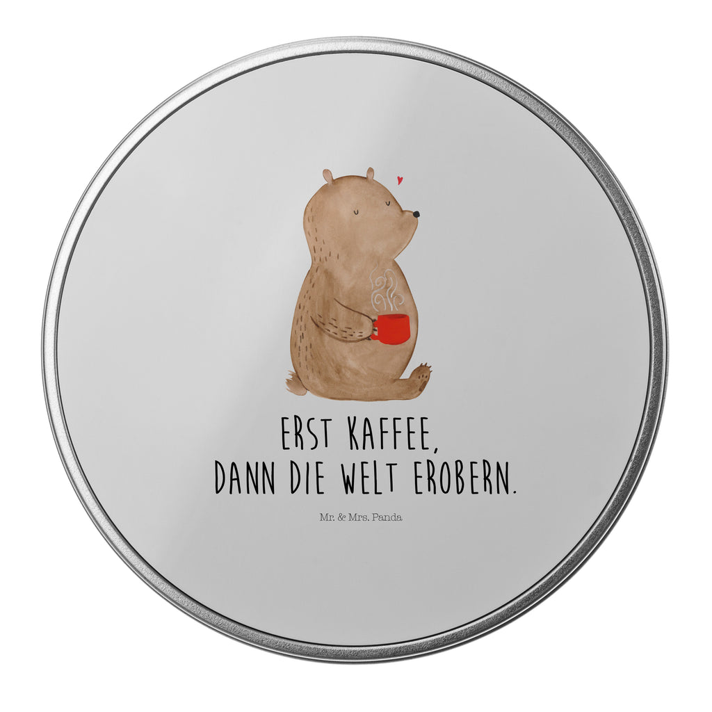 Blechdose rund Bär Kaffee Metalldose, Keksdose, Dose, Vorratsdose, Geschenkbox, Bär, Teddy, Teddybär, Kaffee, Coffee, Bären, guten Morgen, Morgenroutine, Welt erobern, Welt retten, Motivation