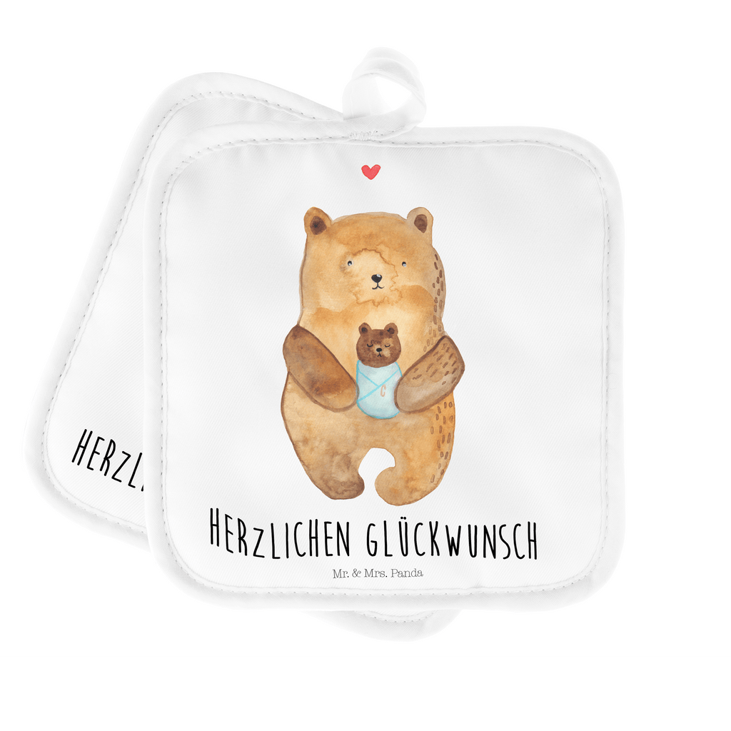 2er Set Topflappen  Bär mit Baby Topflappen, Topfuntersetzer, Ofenhandschuh, Topflappen Set, Topflappen lustig, Topflappen mit Spruch, Bär, Teddy, Teddybär, Eltern, Mutter, Baby, Taufe, Geburt, Nichte, Neffe, Enkel, Enkelin, Täufling, Geburtstag, Glückwunsch