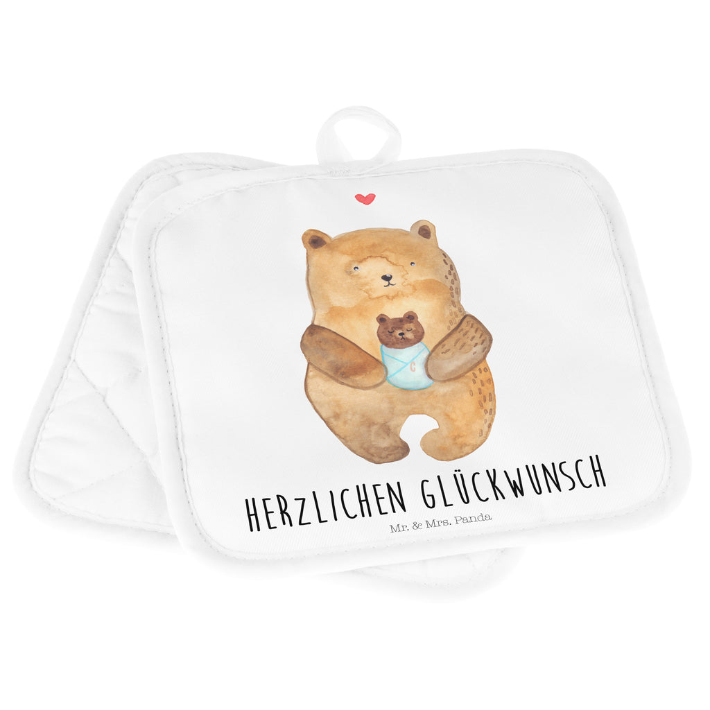 2er Set Topflappen  Bär mit Baby Topflappen, Topfuntersetzer, Ofenhandschuh, Topflappen Set, Topflappen lustig, Topflappen mit Spruch, Bär, Teddy, Teddybär, Eltern, Mutter, Baby, Taufe, Geburt, Nichte, Neffe, Enkel, Enkelin, Täufling, Geburtstag, Glückwunsch