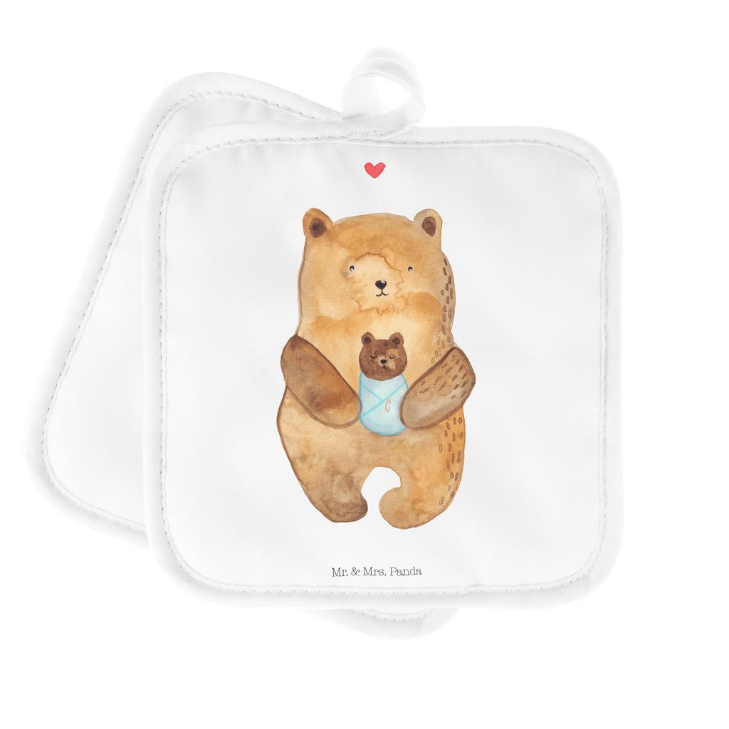 2er Set Topflappen  Bär mit Baby Topflappen, Topfuntersetzer, Ofenhandschuh, Topflappen Set, Topflappen lustig, Topflappen mit Spruch, Bär, Teddy, Teddybär, Eltern, Mutter, Baby, Taufe, Geburt, Nichte, Neffe, Enkel, Enkelin, Täufling, Geburtstag, Glückwunsch