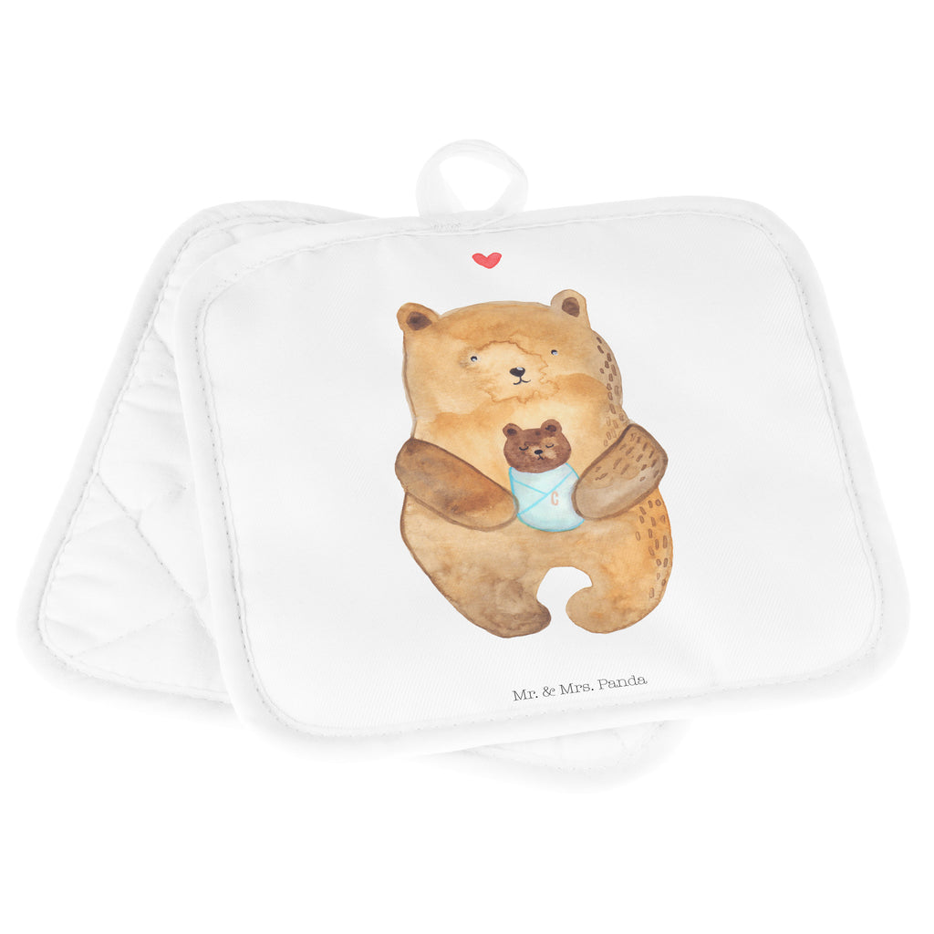 2er Set Topflappen  Bär mit Baby Topflappen, Topfuntersetzer, Ofenhandschuh, Topflappen Set, Topflappen lustig, Topflappen mit Spruch, Bär, Teddy, Teddybär, Eltern, Mutter, Baby, Taufe, Geburt, Nichte, Neffe, Enkel, Enkelin, Täufling, Geburtstag, Glückwunsch