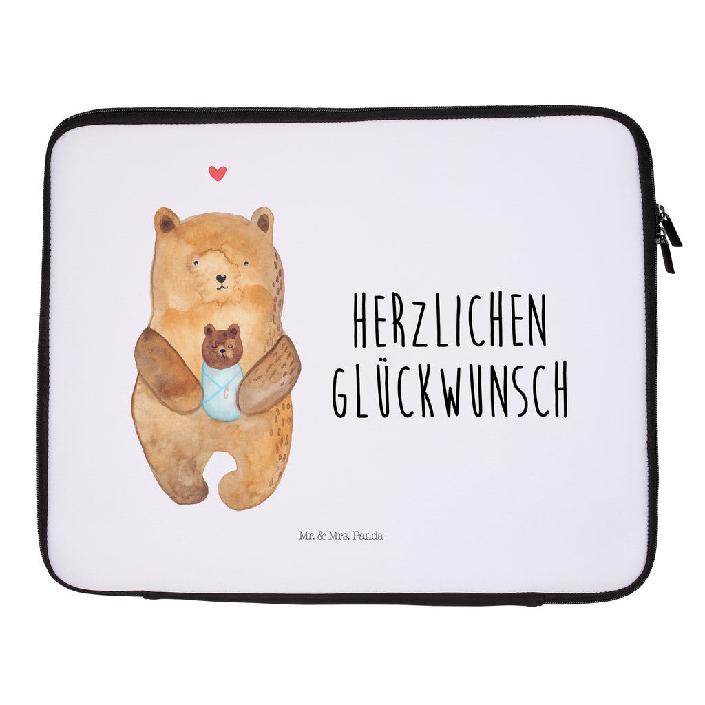 20 x 28 Notebook Tasche  Bär mit Baby Notebook Tasche, Laptop, Computertasche, Tasche, Bär, Teddy, Teddybär, Eltern, Mutter, Baby, Taufe, Geburt, Nichte, Neffe, Enkel, Enkelin, Täufling, Geburtstag, Glückwunsch