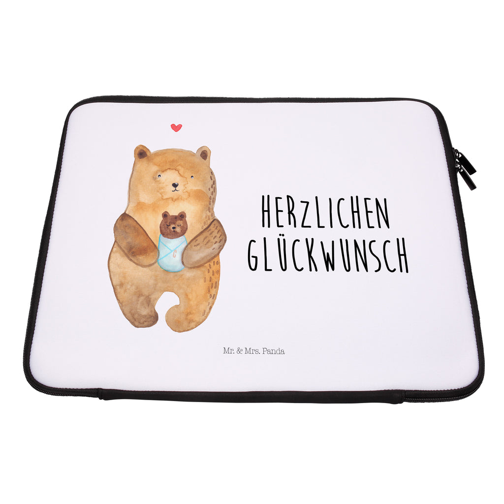 20 x 28 Notebook Tasche  Bär mit Baby Notebook Tasche, Laptop, Computertasche, Tasche, Bär, Teddy, Teddybär, Eltern, Mutter, Baby, Taufe, Geburt, Nichte, Neffe, Enkel, Enkelin, Täufling, Geburtstag, Glückwunsch