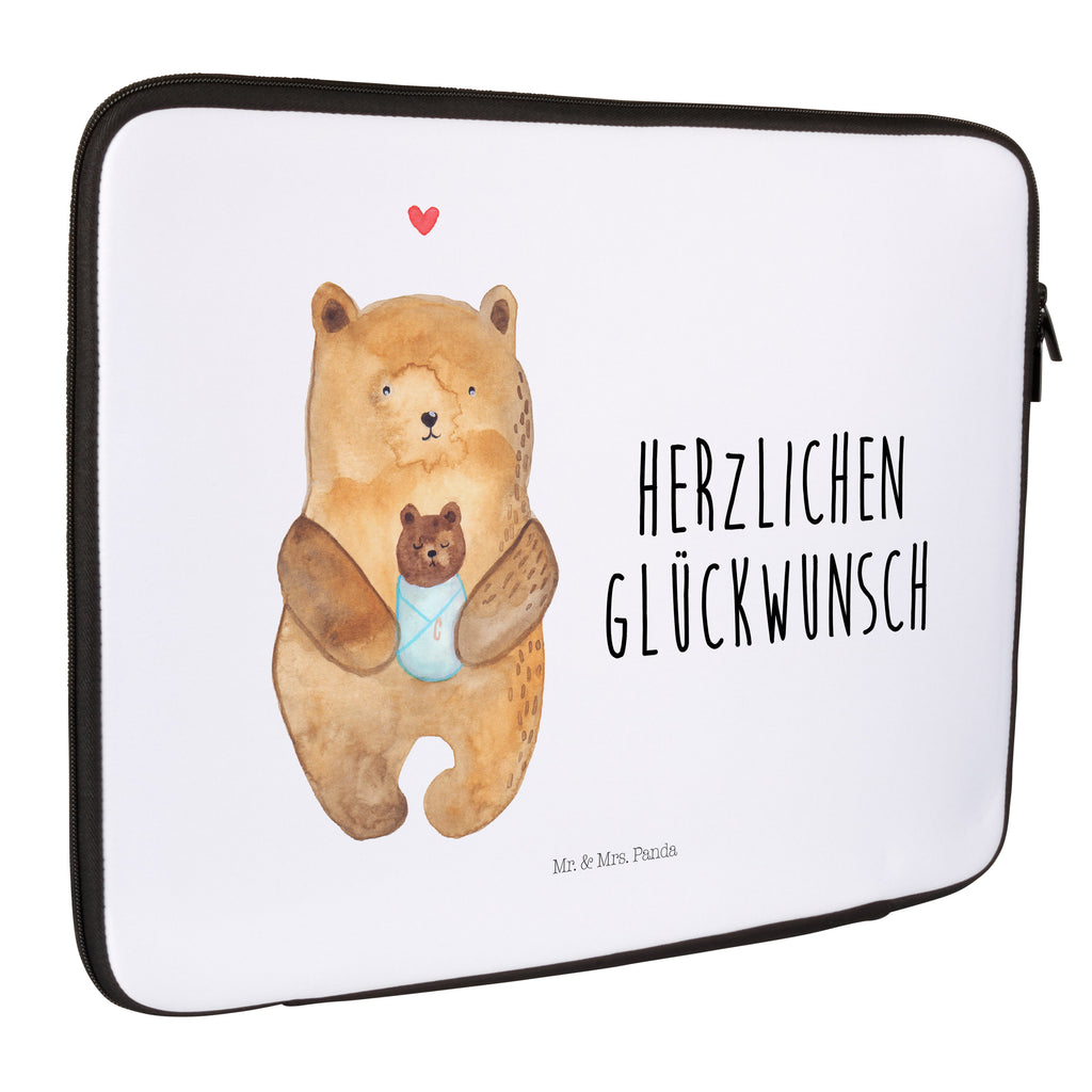 20 x 28 Notebook Tasche  Bär mit Baby Notebook Tasche, Laptop, Computertasche, Tasche, Bär, Teddy, Teddybär, Eltern, Mutter, Baby, Taufe, Geburt, Nichte, Neffe, Enkel, Enkelin, Täufling, Geburtstag, Glückwunsch