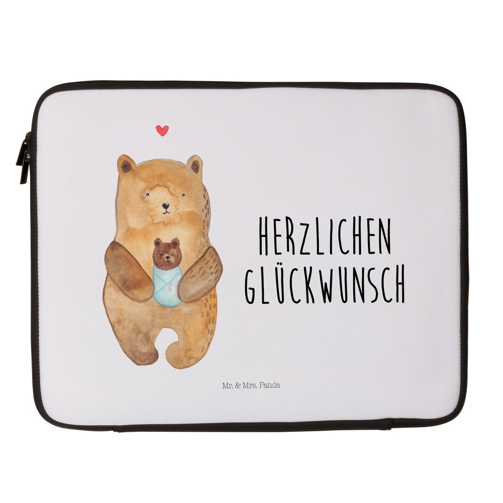 20 x 28 Notebook Tasche  Bär mit Baby Notebook Tasche, Laptop, Computertasche, Tasche, Bär, Teddy, Teddybär, Eltern, Mutter, Baby, Taufe, Geburt, Nichte, Neffe, Enkel, Enkelin, Täufling, Geburtstag, Glückwunsch