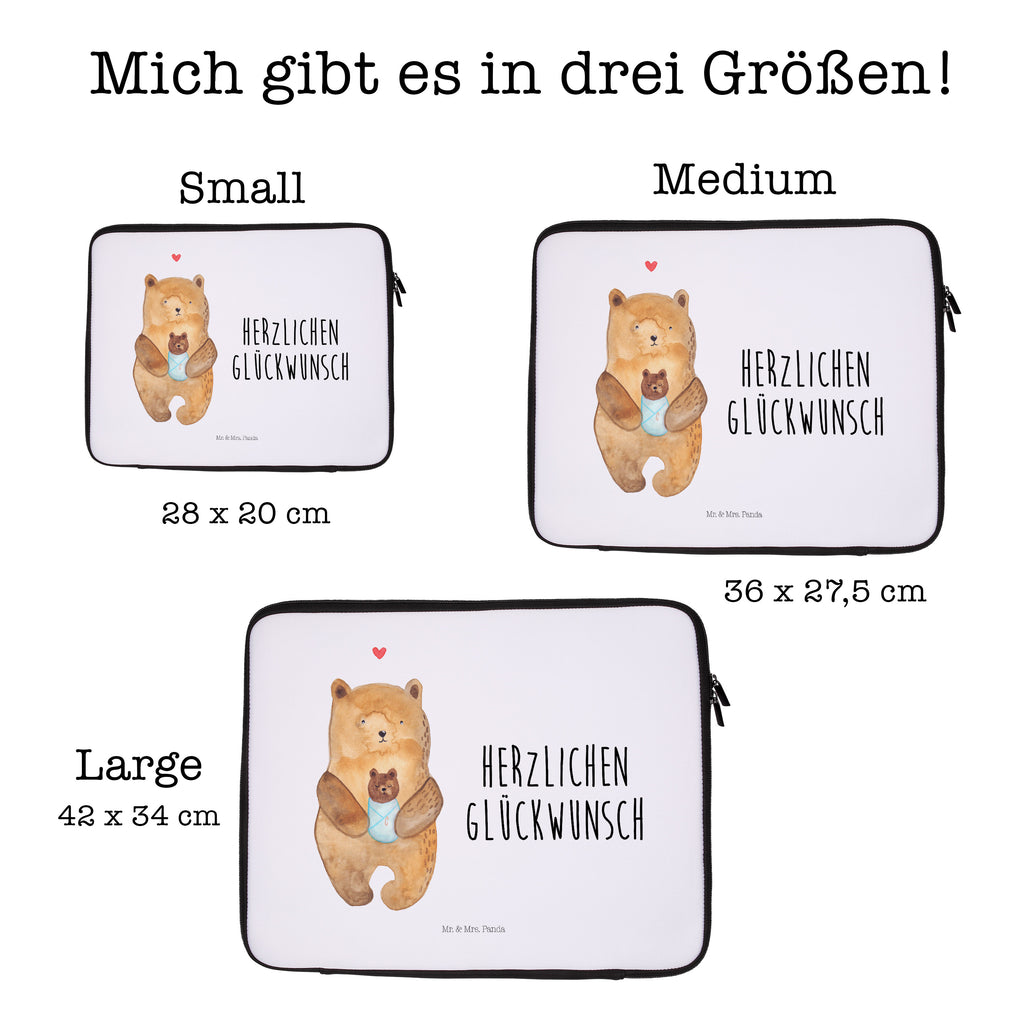 20 x 28 Notebook Tasche  Bär mit Baby Notebook Tasche, Laptop, Computertasche, Tasche, Bär, Teddy, Teddybär, Eltern, Mutter, Baby, Taufe, Geburt, Nichte, Neffe, Enkel, Enkelin, Täufling, Geburtstag, Glückwunsch