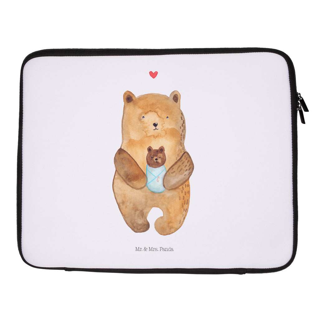 20 x 28 Notebook Tasche  Bär mit Baby Notebook Tasche, Laptop, Computertasche, Tasche, Bär, Teddy, Teddybär, Eltern, Mutter, Baby, Taufe, Geburt, Nichte, Neffe, Enkel, Enkelin, Täufling, Geburtstag, Glückwunsch