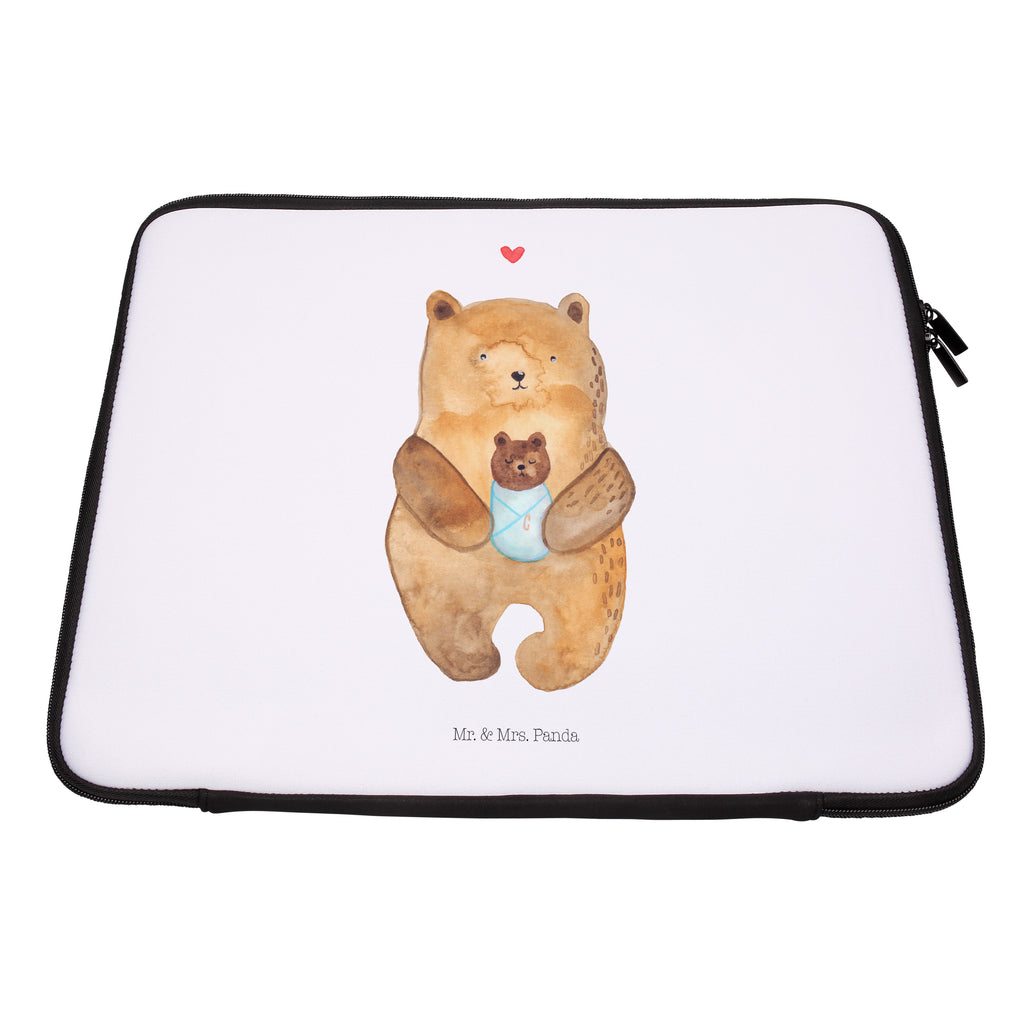 20 x 28 Notebook Tasche  Bär mit Baby Notebook Tasche, Laptop, Computertasche, Tasche, Bär, Teddy, Teddybär, Eltern, Mutter, Baby, Taufe, Geburt, Nichte, Neffe, Enkel, Enkelin, Täufling, Geburtstag, Glückwunsch