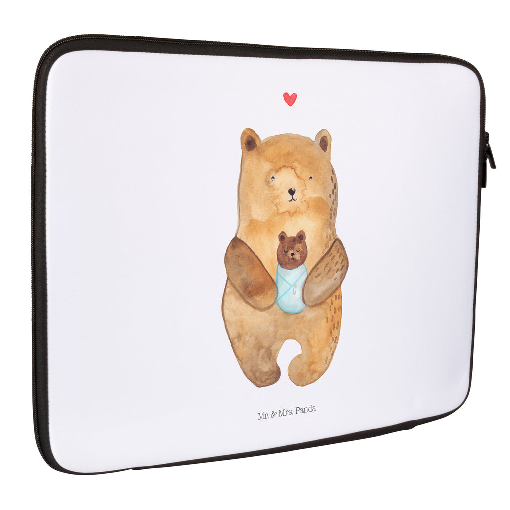 20 x 28 Notebook Tasche  Bär mit Baby Notebook Tasche, Laptop, Computertasche, Tasche, Bär, Teddy, Teddybär, Eltern, Mutter, Baby, Taufe, Geburt, Nichte, Neffe, Enkel, Enkelin, Täufling, Geburtstag, Glückwunsch