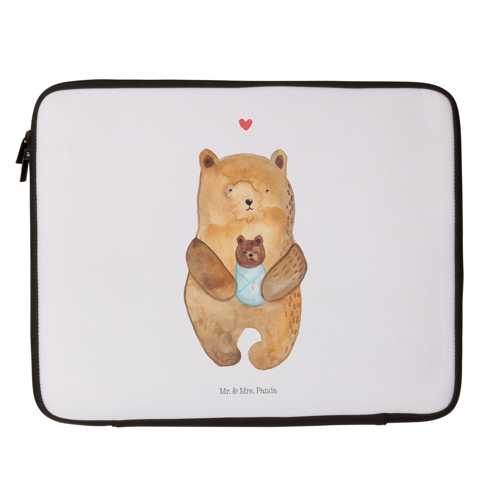 20 x 28 Notebook Tasche  Bär mit Baby Notebook Tasche, Laptop, Computertasche, Tasche, Bär, Teddy, Teddybär, Eltern, Mutter, Baby, Taufe, Geburt, Nichte, Neffe, Enkel, Enkelin, Täufling, Geburtstag, Glückwunsch