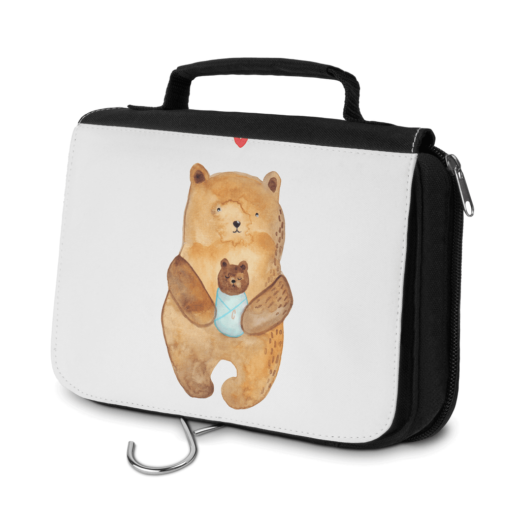 Kulturbeutel Bär mit Baby Kulturbeutel, Zum Aufhängen, Waschtasche, Kosmetiktasche, Damen, Herren, Aufbewahrungstasche, Schminktasche, Kosmetikbeutel, Organizer, Kulturtasche, Schminkutensil, Bär, Teddy, Teddybär, Eltern, Mutter, Baby, Taufe, Geburt, Nichte, Neffe, Enkel, Enkelin, Täufling, Geburtstag, Glückwunsch