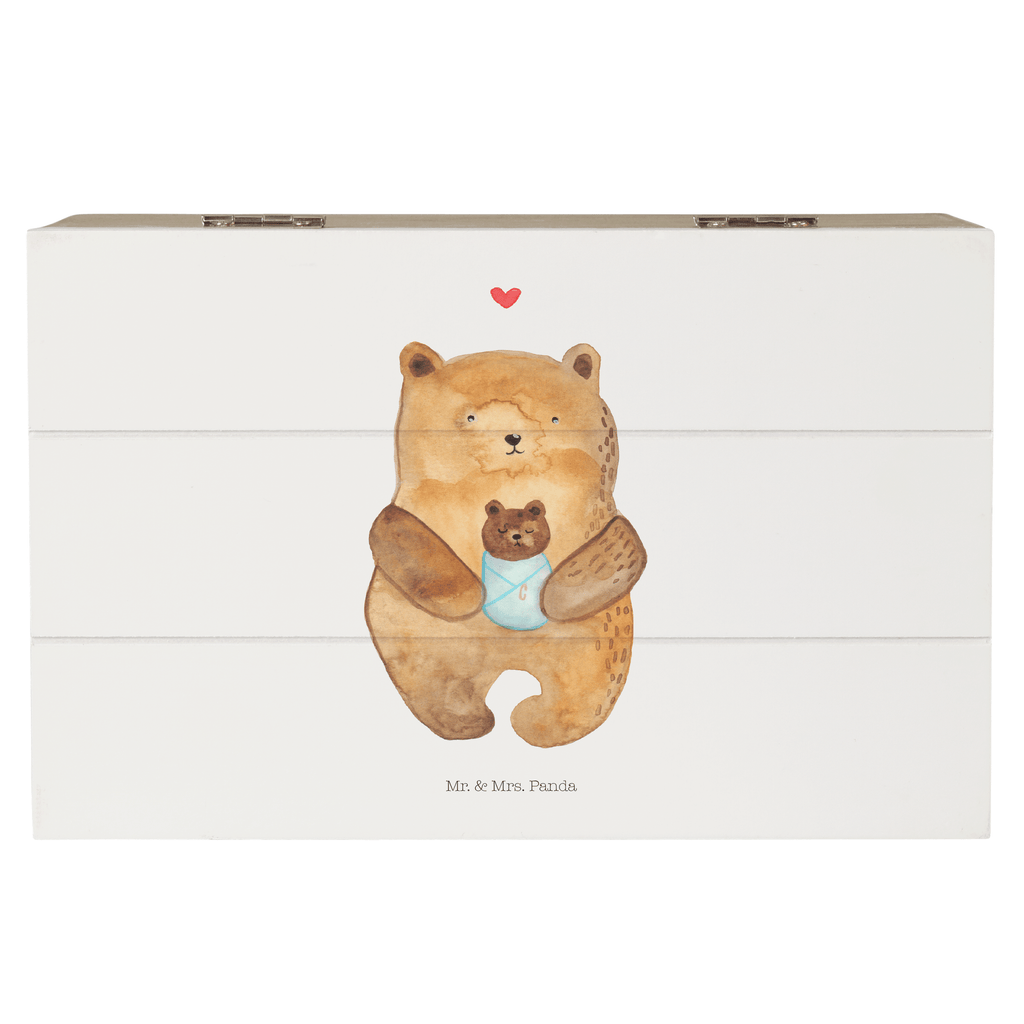 Holzkiste Bär mit Baby Holzkiste, Kiste, Schatzkiste, Truhe, Schatulle, XXL, Erinnerungsbox, Erinnerungskiste, Dekokiste, Aufbewahrungsbox, Bär, Teddy, Teddybär, Eltern, Mutter, Baby, Taufe, Geburt, Nichte, Neffe, Enkel, Enkelin, Täufling, Geburtstag, Glückwunsch