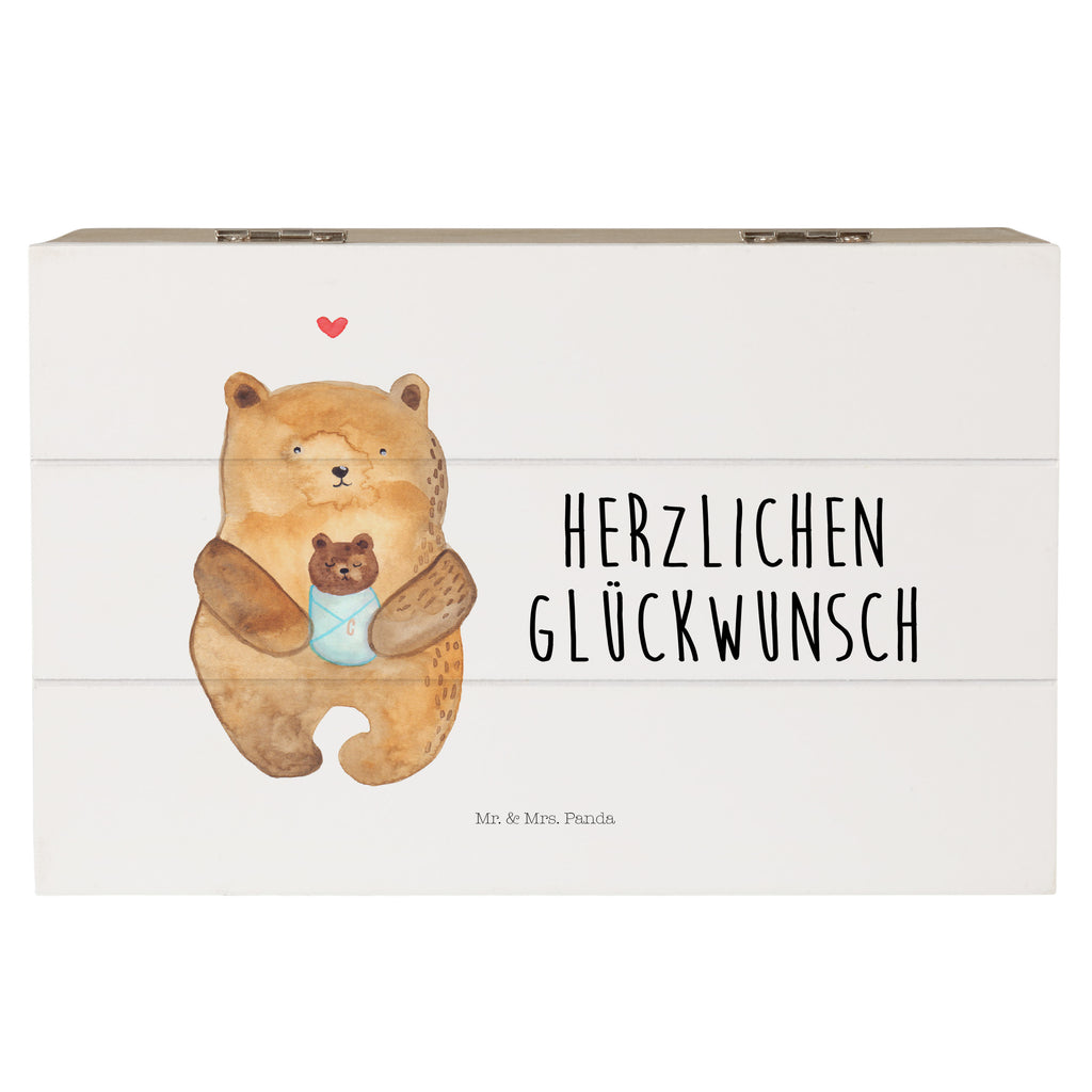 Holzkiste Bär mit Baby Holzkiste, Kiste, Schatzkiste, Truhe, Schatulle, XXL, Erinnerungsbox, Erinnerungskiste, Dekokiste, Aufbewahrungsbox, Bär, Teddy, Teddybär, Eltern, Mutter, Baby, Taufe, Geburt, Nichte, Neffe, Enkel, Enkelin, Täufling, Geburtstag, Glückwunsch