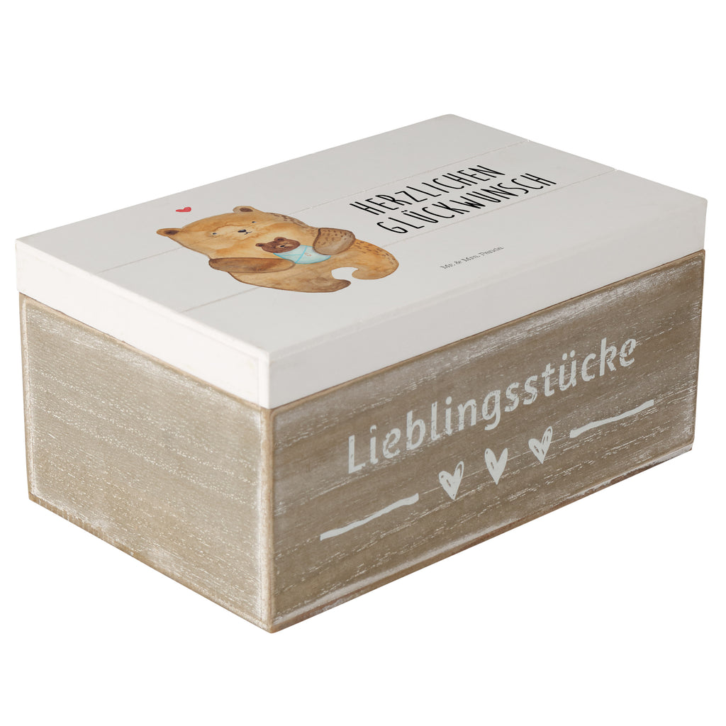 Holzkiste Bär mit Baby Holzkiste, Kiste, Schatzkiste, Truhe, Schatulle, XXL, Erinnerungsbox, Erinnerungskiste, Dekokiste, Aufbewahrungsbox, Bär, Teddy, Teddybär, Eltern, Mutter, Baby, Taufe, Geburt, Nichte, Neffe, Enkel, Enkelin, Täufling, Geburtstag, Glückwunsch