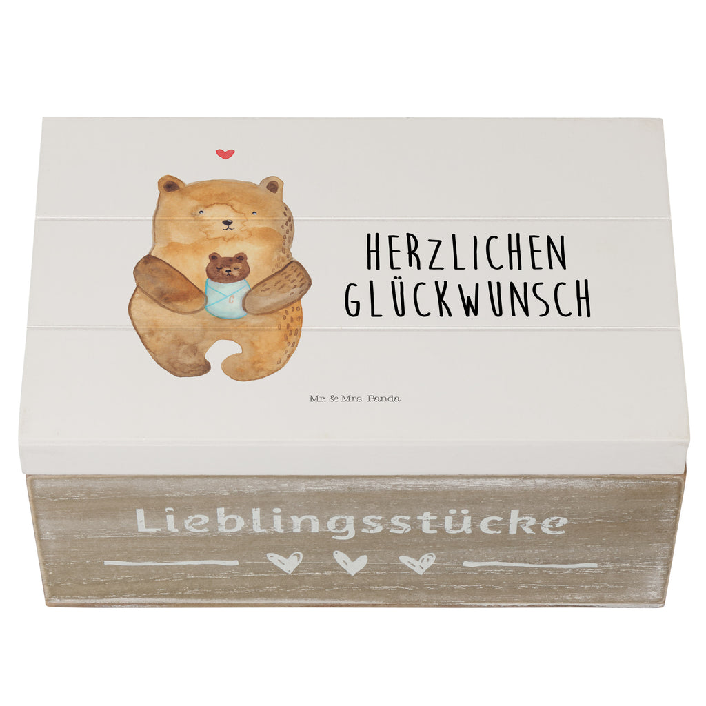 Holzkiste Bär mit Baby Holzkiste, Kiste, Schatzkiste, Truhe, Schatulle, XXL, Erinnerungsbox, Erinnerungskiste, Dekokiste, Aufbewahrungsbox, Bär, Teddy, Teddybär, Eltern, Mutter, Baby, Taufe, Geburt, Nichte, Neffe, Enkel, Enkelin, Täufling, Geburtstag, Glückwunsch