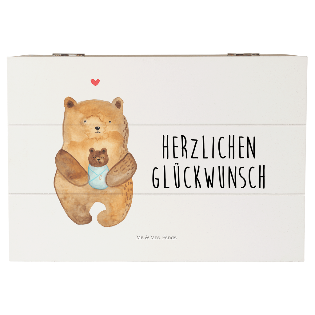 Holzkiste Bär mit Baby Holzkiste, Kiste, Schatzkiste, Truhe, Schatulle, XXL, Erinnerungsbox, Erinnerungskiste, Dekokiste, Aufbewahrungsbox, Bär, Teddy, Teddybär, Eltern, Mutter, Baby, Taufe, Geburt, Nichte, Neffe, Enkel, Enkelin, Täufling, Geburtstag, Glückwunsch