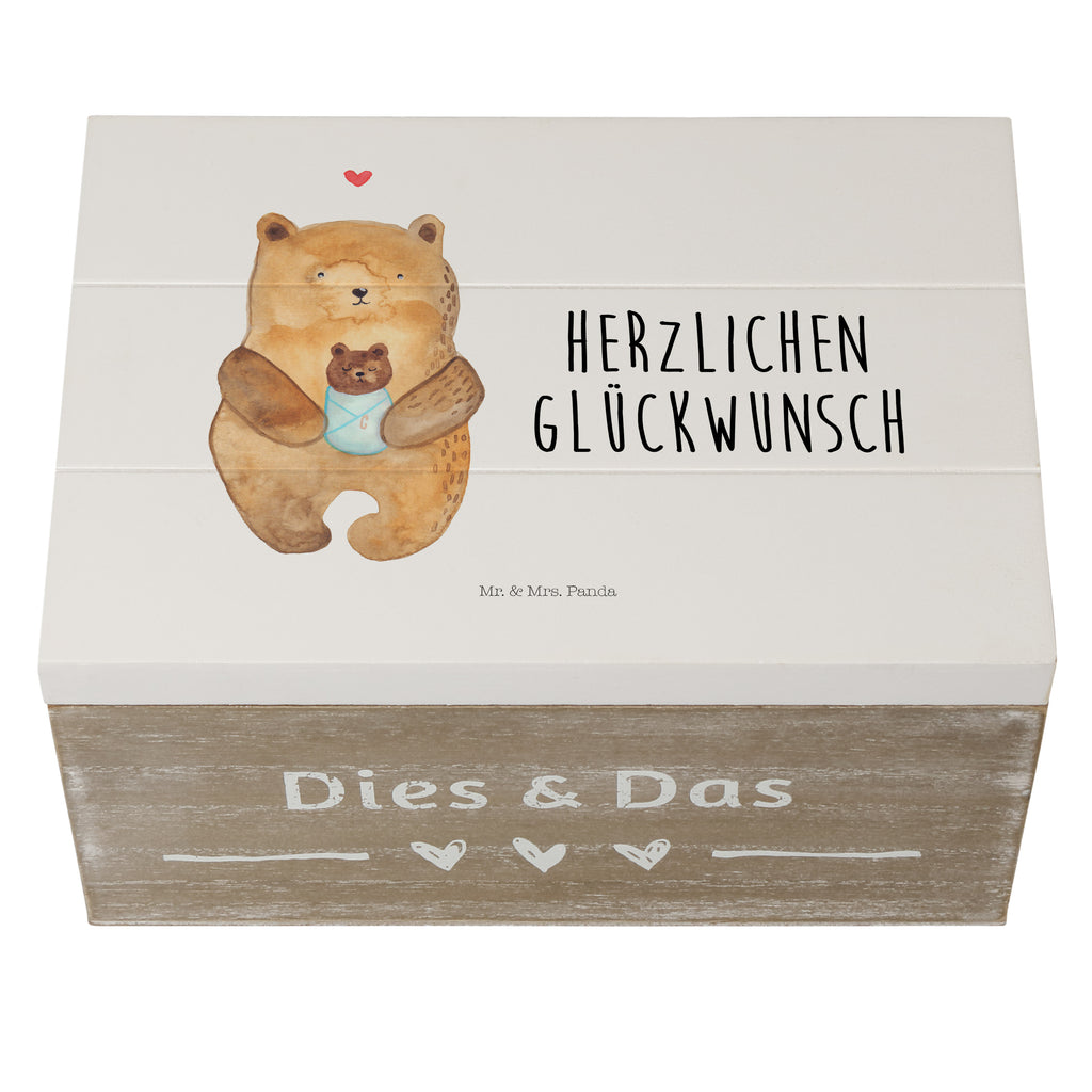 Holzkiste Bär mit Baby Holzkiste, Kiste, Schatzkiste, Truhe, Schatulle, XXL, Erinnerungsbox, Erinnerungskiste, Dekokiste, Aufbewahrungsbox, Bär, Teddy, Teddybär, Eltern, Mutter, Baby, Taufe, Geburt, Nichte, Neffe, Enkel, Enkelin, Täufling, Geburtstag, Glückwunsch