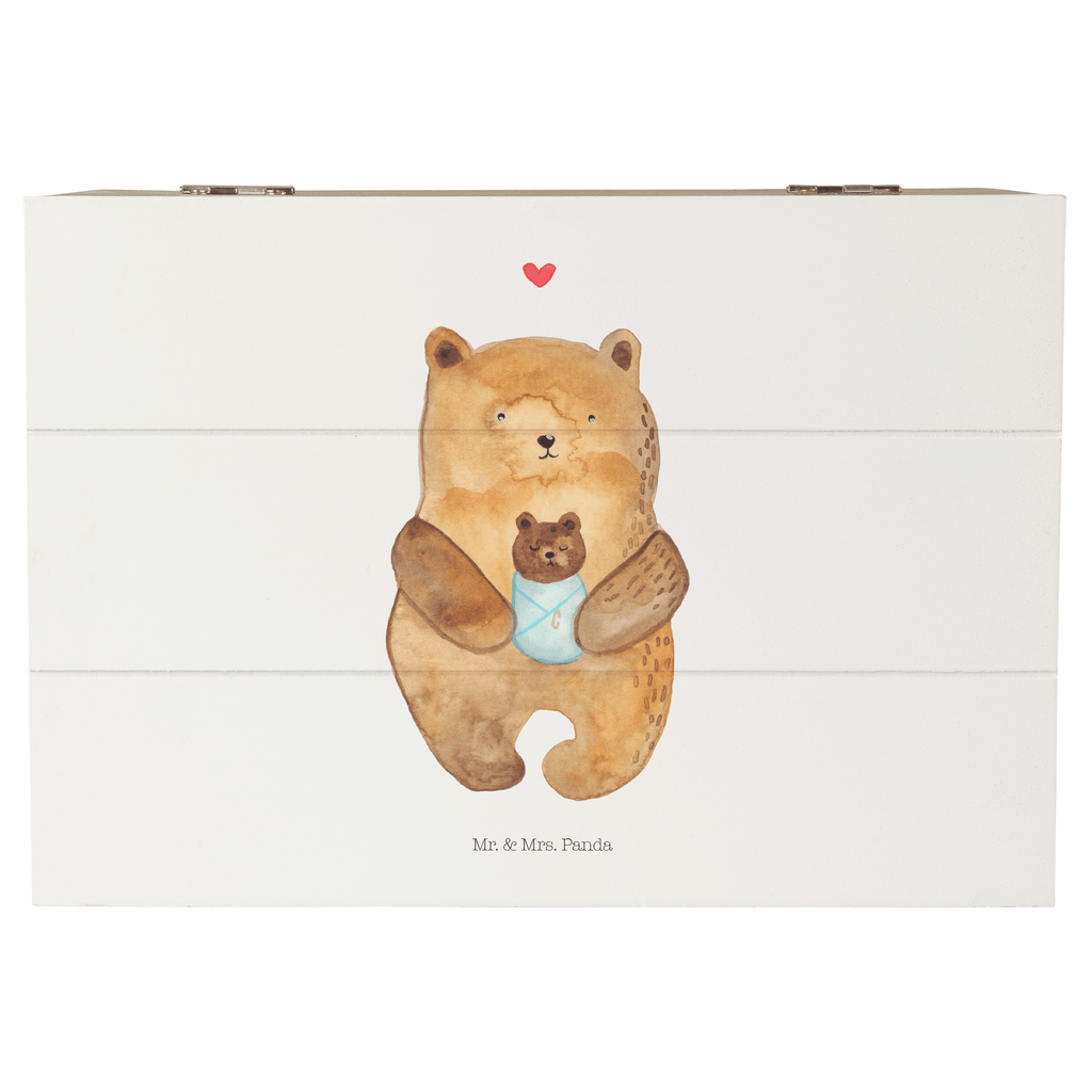 Holzkiste Bär mit Baby Holzkiste, Kiste, Schatzkiste, Truhe, Schatulle, XXL, Erinnerungsbox, Erinnerungskiste, Dekokiste, Aufbewahrungsbox, Bär, Teddy, Teddybär, Eltern, Mutter, Baby, Taufe, Geburt, Nichte, Neffe, Enkel, Enkelin, Täufling, Geburtstag, Glückwunsch